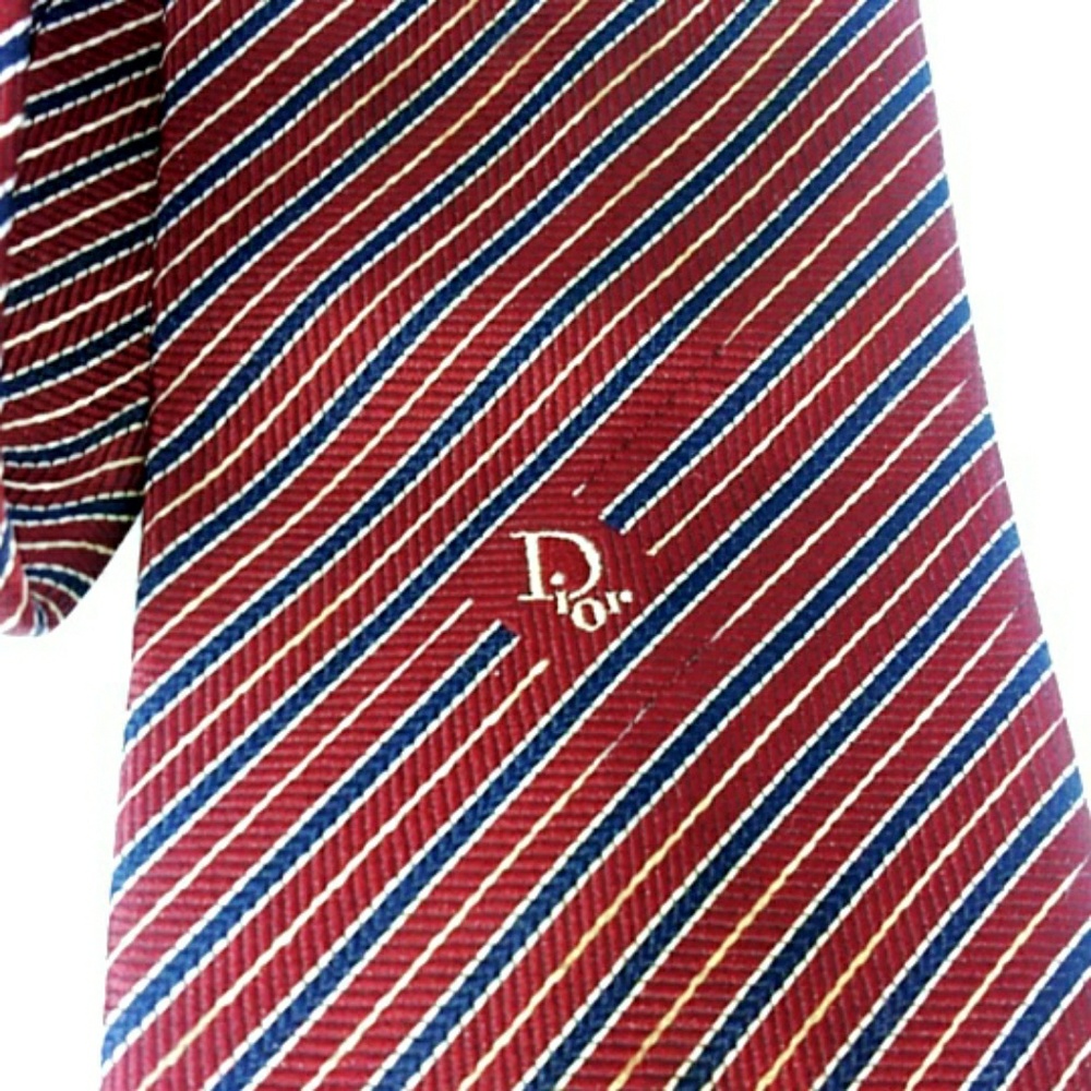 Dior Christian Dior Tie blue Red Necktie Logo designer luxury men